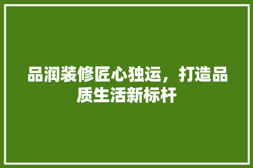 品润装修匠心独运，打造品质生活新标杆