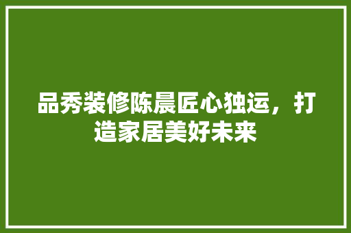 品秀装修陈晨匠心独运，打造家居美好未来