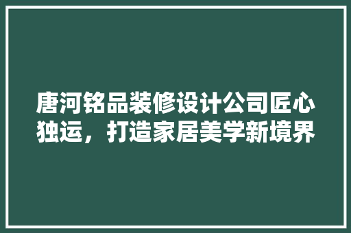 唐河铭品装修设计公司匠心独运，打造家居美学新境界