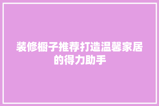 装修橱子推荐打造温馨家居的得力助手