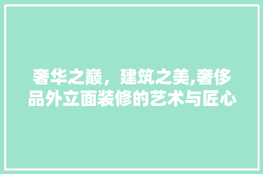 奢华之巅，建筑之美,奢侈品外立面装修的艺术与匠心