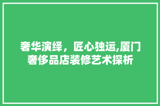奢华演绎，匠心独运,厦门奢侈品店装修艺术探析