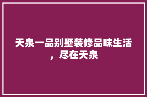 天泉一品别墅装修品味生活，尽在天泉
