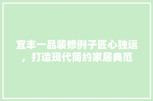 宜丰一品装修例子匠心独运，打造现代简约家居典范
