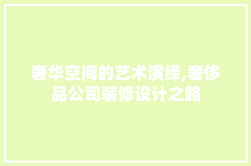 奢华空间的艺术演绎,奢侈品公司装修设计之路