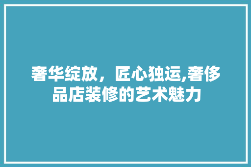 奢华绽放，匠心独运,奢侈品店装修的艺术魅力