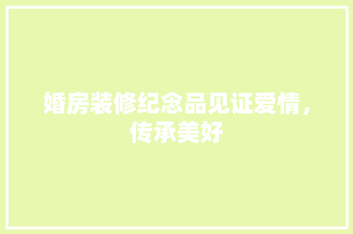 婚房装修纪念品见证爱情，传承美好
