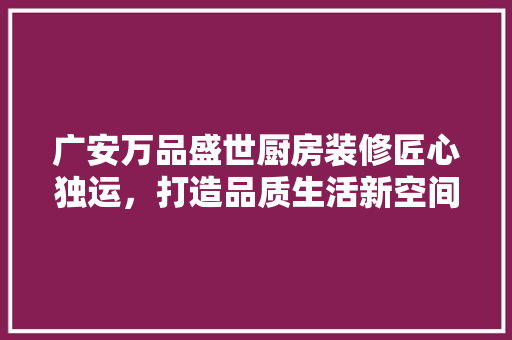 广安万品盛世厨房装修匠心独运，打造品质生活新空间