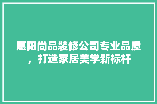 惠阳尚品装修公司专业品质，打造家居美学新标杆