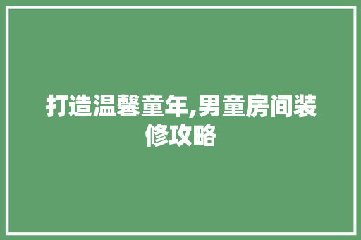 打造温馨童年,男童房间装修攻略