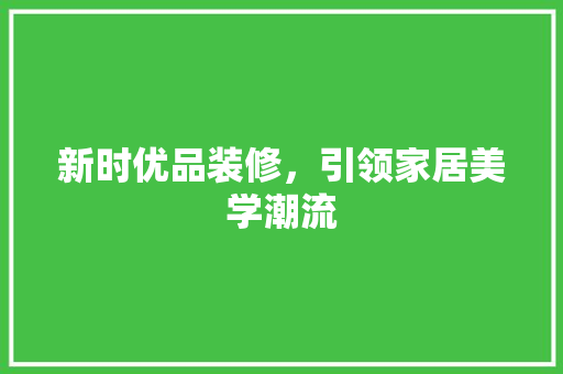 新时优品装修，引领家居美学潮流