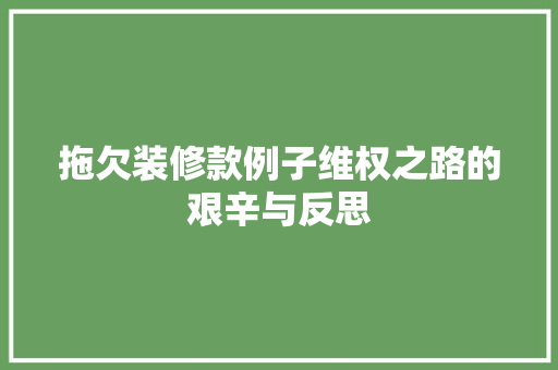 拖欠装修款例子维权之路的艰辛与反思