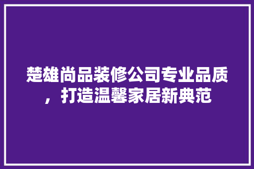 楚雄尚品装修公司专业品质，打造温馨家居新典范