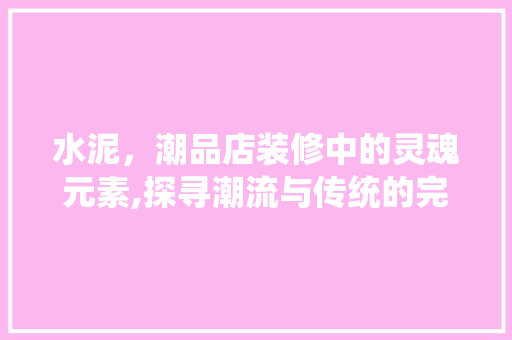 水泥，潮品店装修中的灵魂元素,探寻潮流与传统的完美融合  第1张