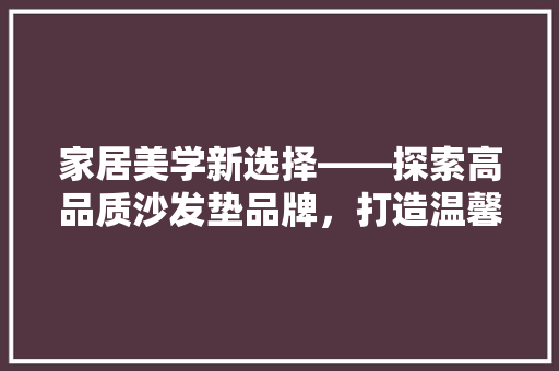 家居美学新选择——探索高品质沙发垫品牌，打造温馨舒适家居空间
