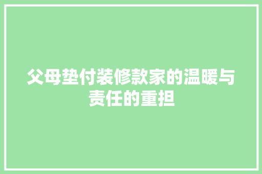 父母垫付装修款家的温暖与责任的重担