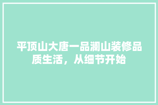 平顶山大唐一品澜山装修品质生活，从细节开始  第1张