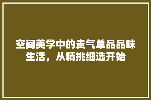 空间美学中的贵气单品品味生活，从精挑细选开始  第1张