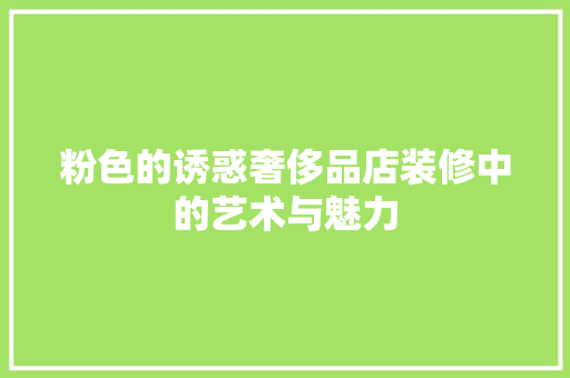 粉色的诱惑奢侈品店装修中的艺术与魅力