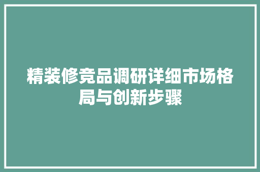 精装修竞品调研详细市场格局与创新步骤