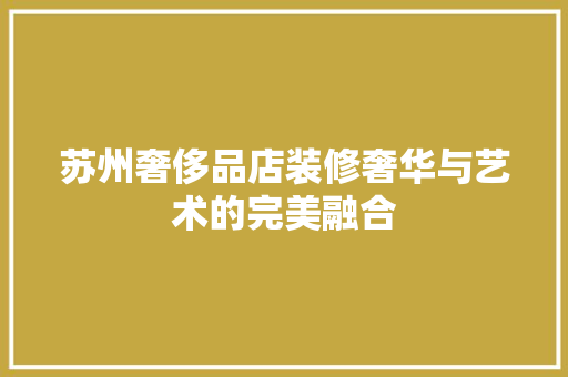 苏州奢侈品店装修奢华与艺术的完美融合