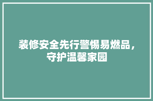 装修安全先行警惕易燃品，守护温馨家园  第1张