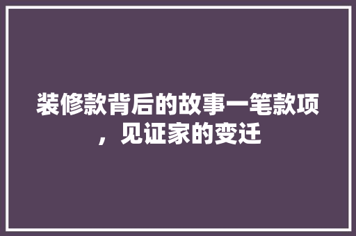 装修款背后的故事一笔款项，见证家的变迁