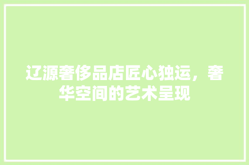 辽源奢侈品店匠心独运，奢华空间的艺术呈现