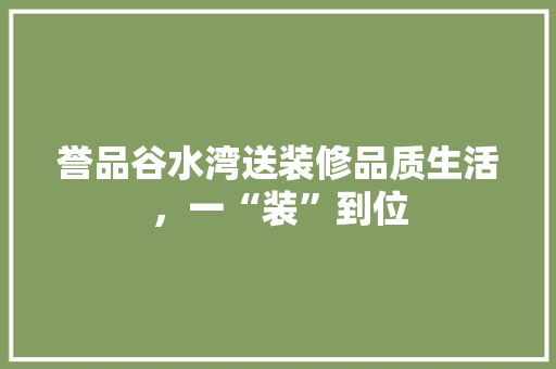 誉品谷水湾送装修品质生活，一“装”到位  第1张