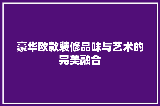 豪华欧款装修品味与艺术的完美融合