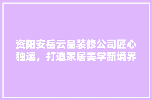 资阳安岳云品装修公司匠心独运，打造家居美学新境界