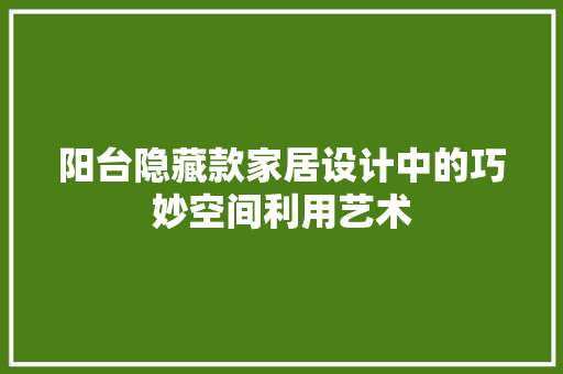 阳台隐藏款家居设计中的巧妙空间利用艺术
