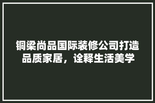铜梁尚品国际装修公司打造品质家居，诠释生活美学