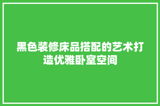 黑色装修床品搭配的艺术打造优雅卧室空间  第1张