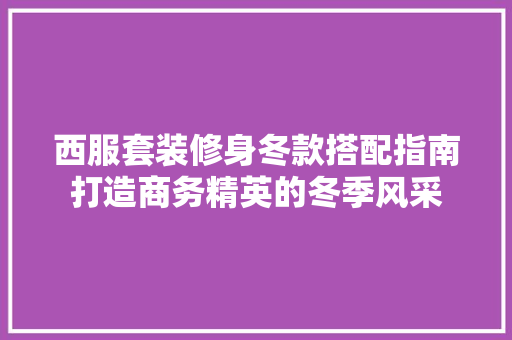 西服套装修身冬款搭配指南打造商务精英的冬季风采  第1张