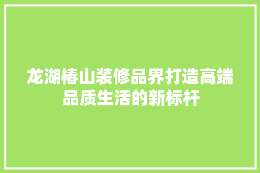 龙湖椿山装修品界打造高端品质生活的新标杆  第1张