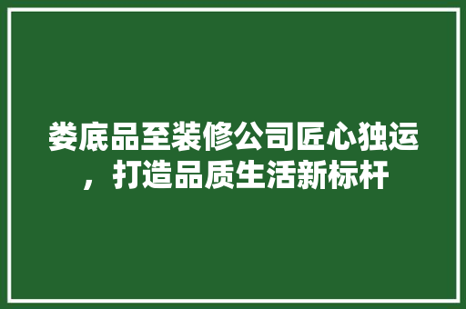 娄底品至装修公司匠心独运，打造品质生活新标杆