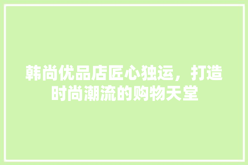 韩尚优品店匠心独运，打造时尚潮流的购物天堂