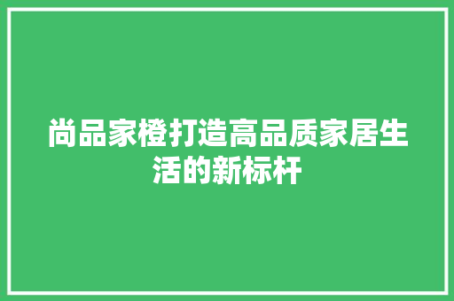 尚品家橙打造高品质家居生活的新标杆