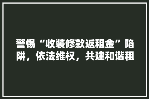 警惕“收装修款返租金”陷阱，依法维权，共建和谐租赁市场  第1张