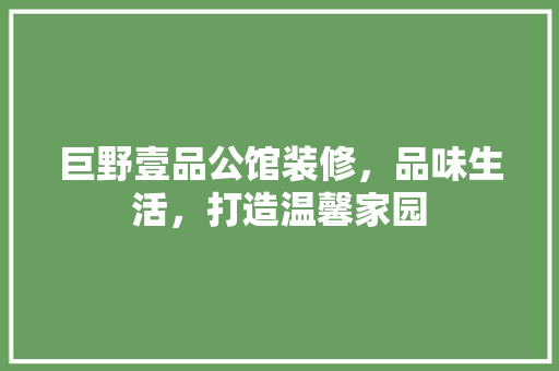 巨野壹品公馆装修，品味生活，打造温馨家园
