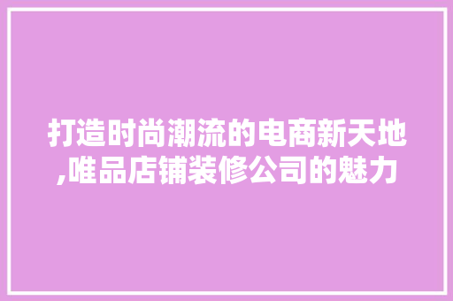 打造时尚潮流的电商新天地,唯品店铺装修公司的魅力