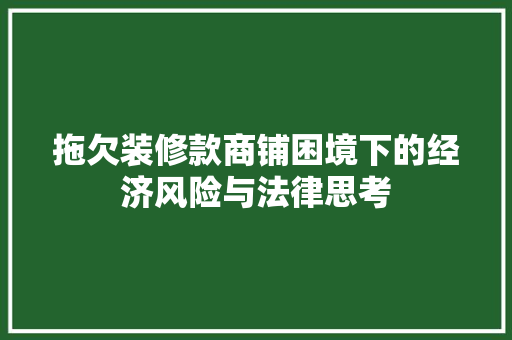 拖欠装修款商铺困境下的经济风险与法律思考