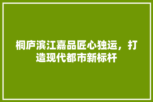 桐庐滨江嘉品匠心独运，打造现代都市新标杆