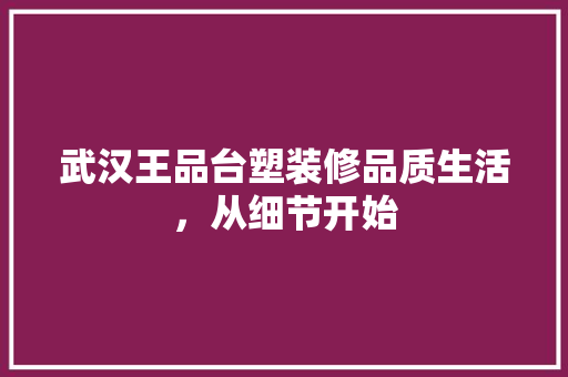 武汉王品台塑装修品质生活，从细节开始