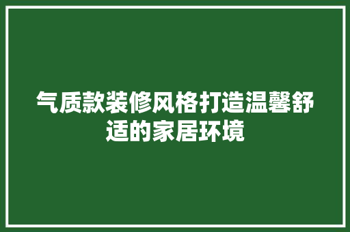 气质款装修风格打造温馨舒适的家居环境