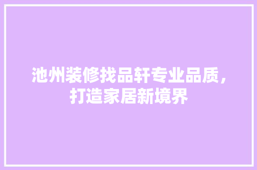 池州装修找品轩专业品质，打造家居新境界  第1张