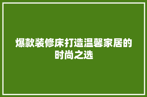 爆款装修床打造温馨家居的时尚之选