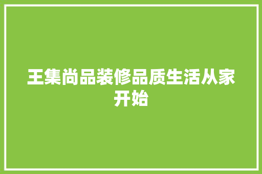 王集尚品装修品质生活从家开始