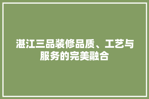 湛江三品装修品质、工艺与服务的完美融合